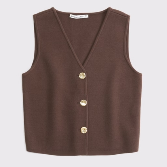 a&f ♡ luxeloft vneck vest brown abercrombie fitch clean medium western cowgirl - Picture 10 of 10